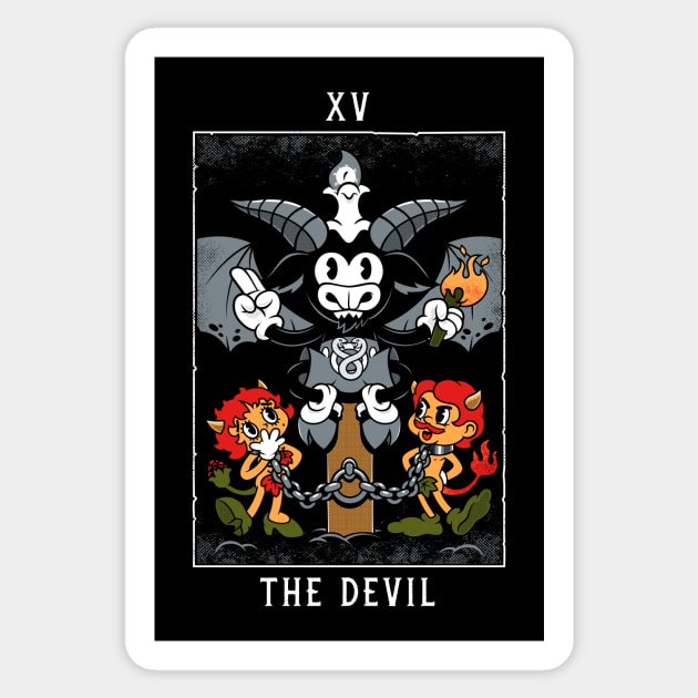 The Devil - Mystical Medleys - Vintage Rubber Hose Cartoon Tarot Sticker by Mystical Medleys